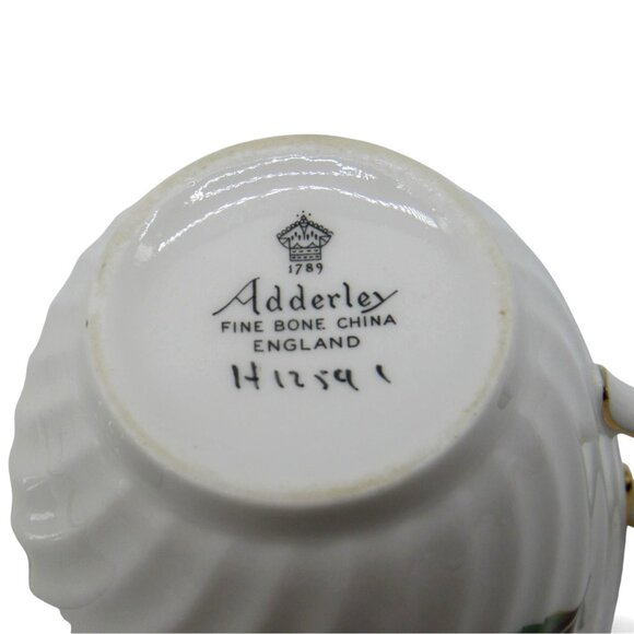 ADDERLEY H12591 Pink Floral Teacup & Saucer Bone China Gold Trim England Vintage - Picture 11 of 11